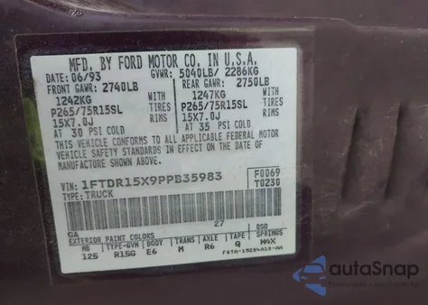 1993 Ford Ranger Super Cab z USA, uszkodzony, nr VIN 1FTDR15X9PPB35983